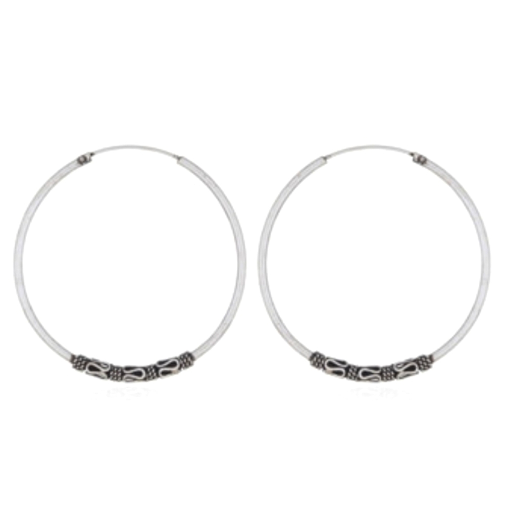 .925 Sterling Silver Twisted Bali Hoop Earrings in Plain Wire